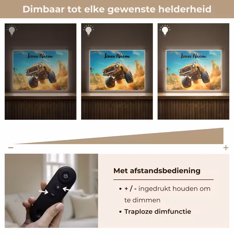 Monstertruck - Kind - Jongen - Auto Light Box met batterij (Wandlamp kind) middel -USP_dimbaarNL