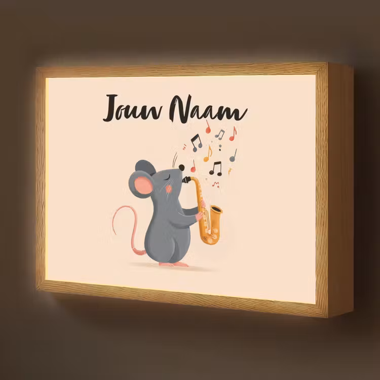 Muis - Saxofoon - Muzieknoten Light Box met batterij (Wandlamp kind) middel -z3d_website