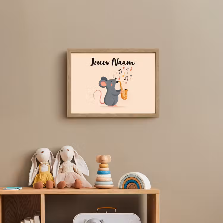Muis - Saxofoon - Muzieknoten Light Box met batterij (Wandlamp kind) middel -sfeer2_kind