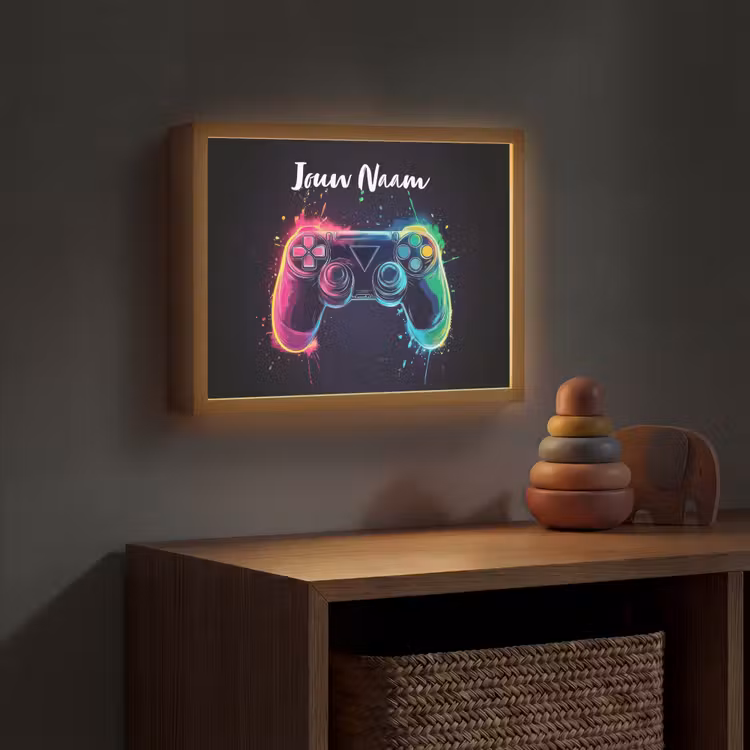 Neon - Controller - Verfspatten - Game Light Box met batterij (Wandlamp kind) middel -sfeer5_kind