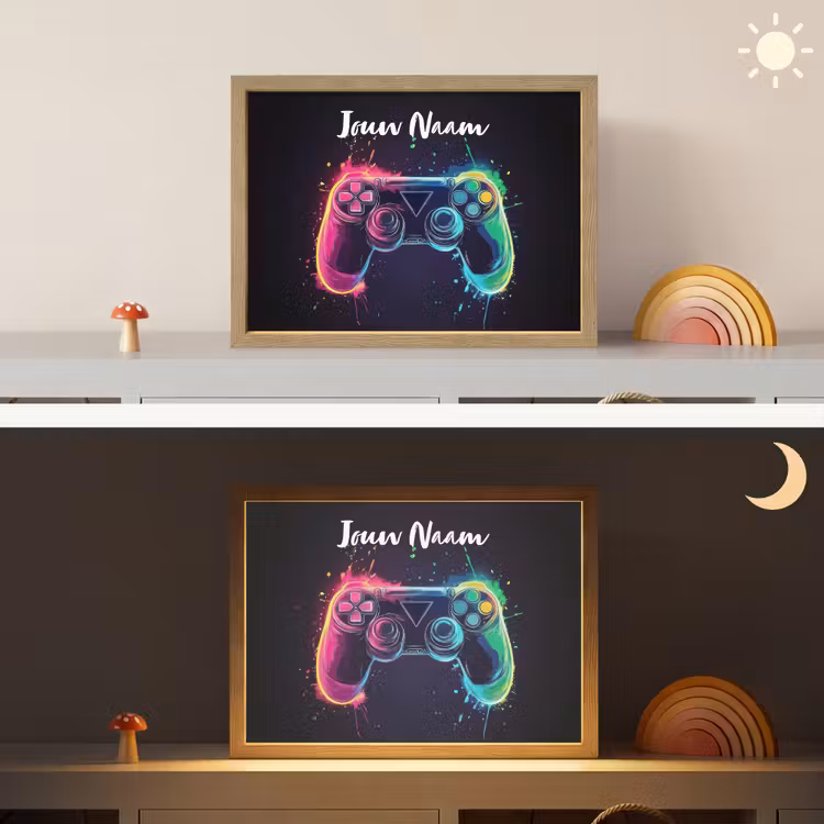 Neon - Controller - Verfspatten - Game Light Box met batterij (Wandlamp kind) middel -sfeer3_kind