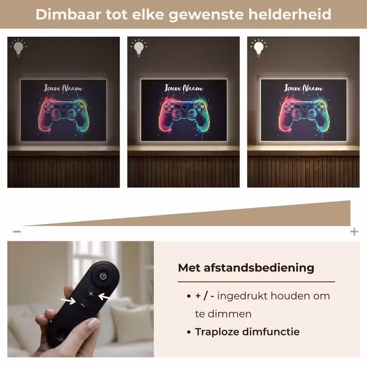 Neon - Controller - Verfspatten - Game Light Box met batterij (Wandlamp kind) middel -USP_dimbaarNL