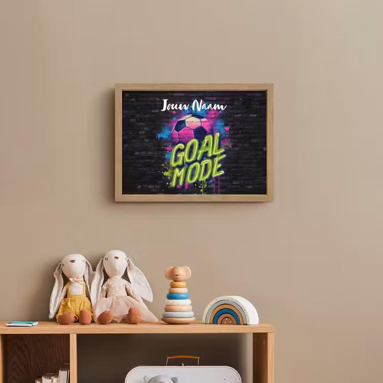 Neon - Graffiti - Voetbal - Kleurrijk Light Box met batterij (Wandlamp kind) middel -sfeer2_kind