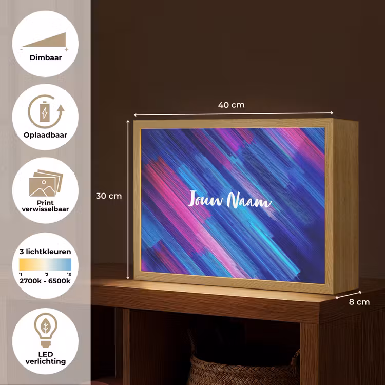 Neon - Strepen - Abstract - Blauw - Roze Light Box met batterij (Wandlamp kind) middel -USP_websiteoverzichtNL