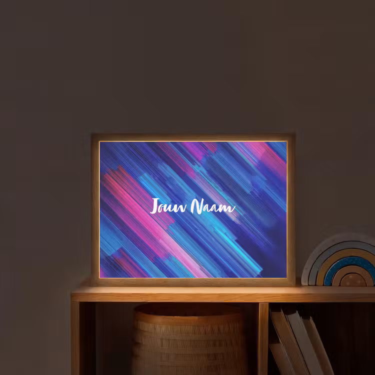 Neon - Strepen - Abstract - Blauw - Roze Light Box met batterij (Wandlamp kind) middel -sfeer1_kind