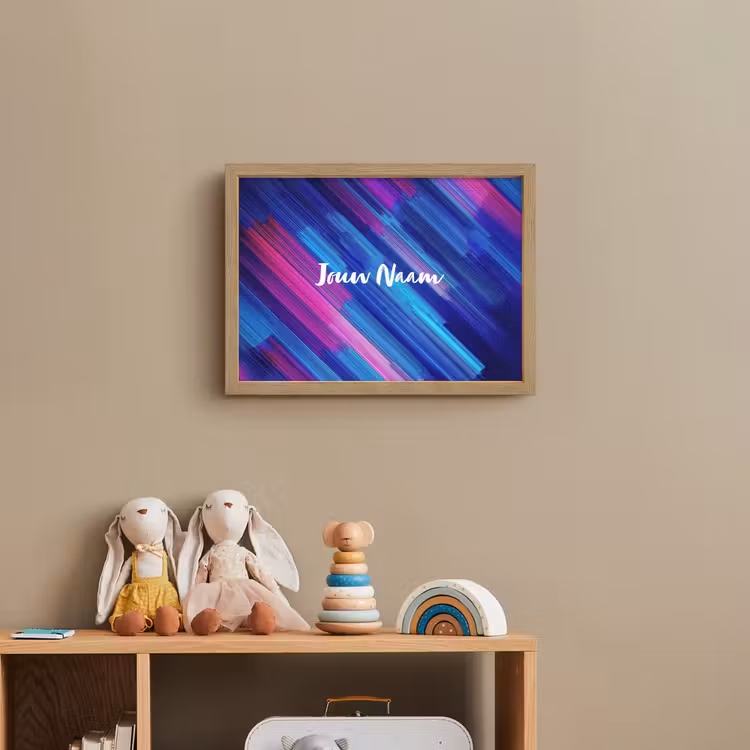 Neon - Strepen - Abstract - Blauw - Roze Light Box met batterij (Wandlamp kind) middel -sfeer2_kind