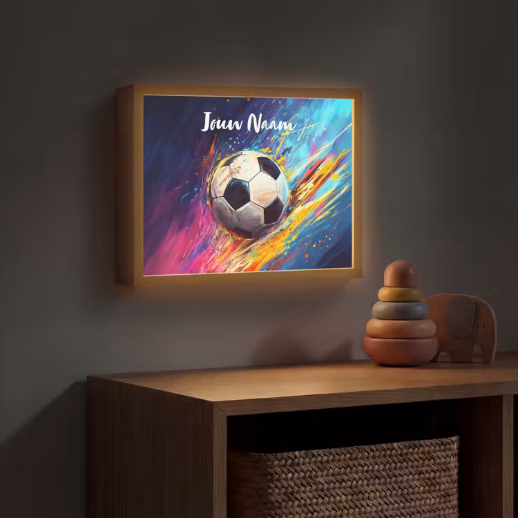 Neon - Voetbal - Kleurrijk Light Box met batterij (Wandlamp kind) middel -sfeer5_kind