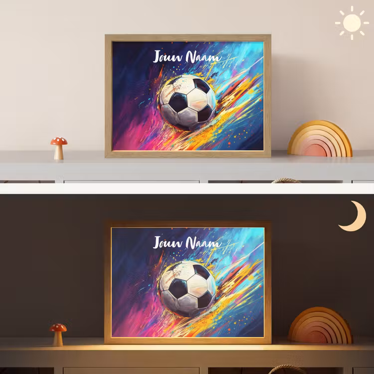 Neon - Voetbal - Kleurrijk Light Box met batterij (Wandlamp kind) middel -sfeer3_kind