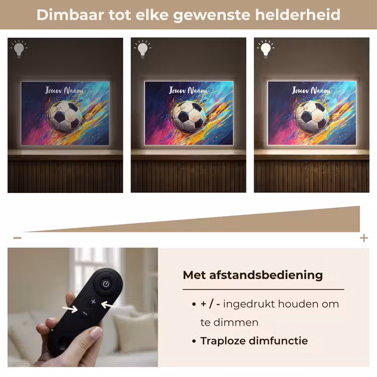 Neon - Voetbal - Kleurrijk Light Box met batterij (Wandlamp kind) middel -USP_dimbaarNL
