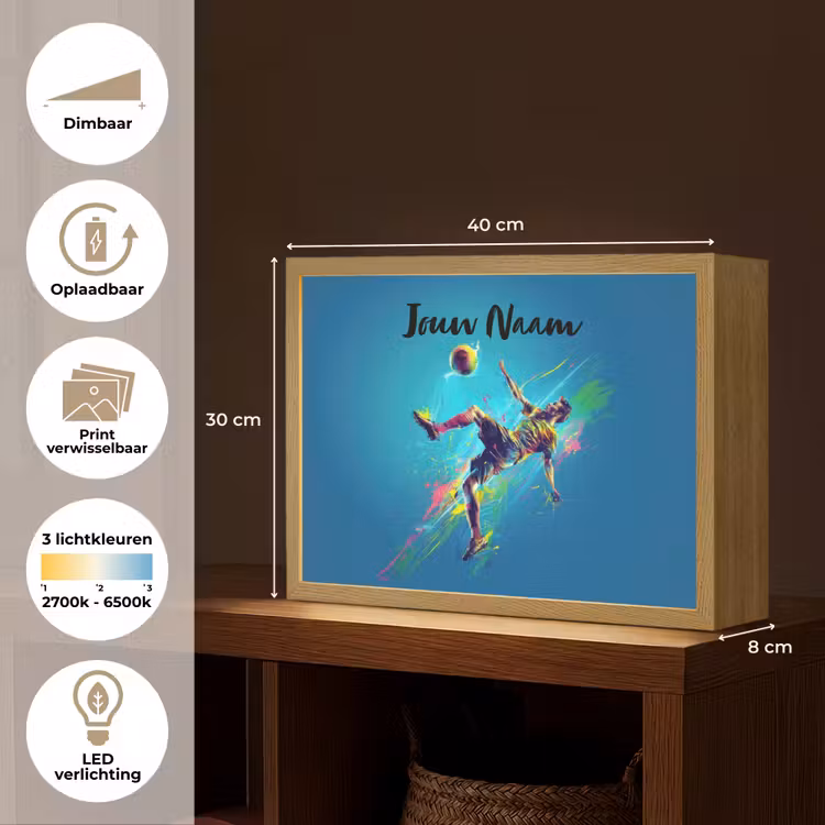 Neon - Voetbal - Schop - Kleurrijk Light Box met batterij (Wandlamp kind) middel -USP_websiteoverzichtNL