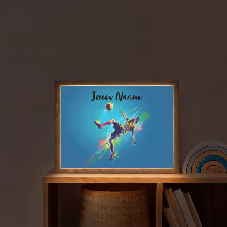 Neon - Voetbal - Schop - Kleurrijk Light Box met batterij (Wandlamp kind) middel -sfeer1_kind