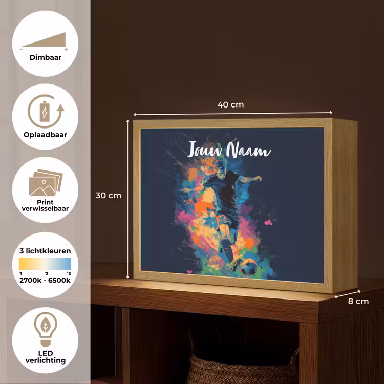 Neon - Voetballer - Kleurrijk Light Box met batterij (Wandlamp kind) middel -USP_websiteoverzichtNL