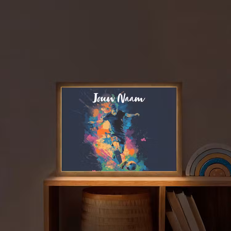 Neon - Voetballer - Kleurrijk Light Box met batterij (Wandlamp kind) middel -sfeer1_kind