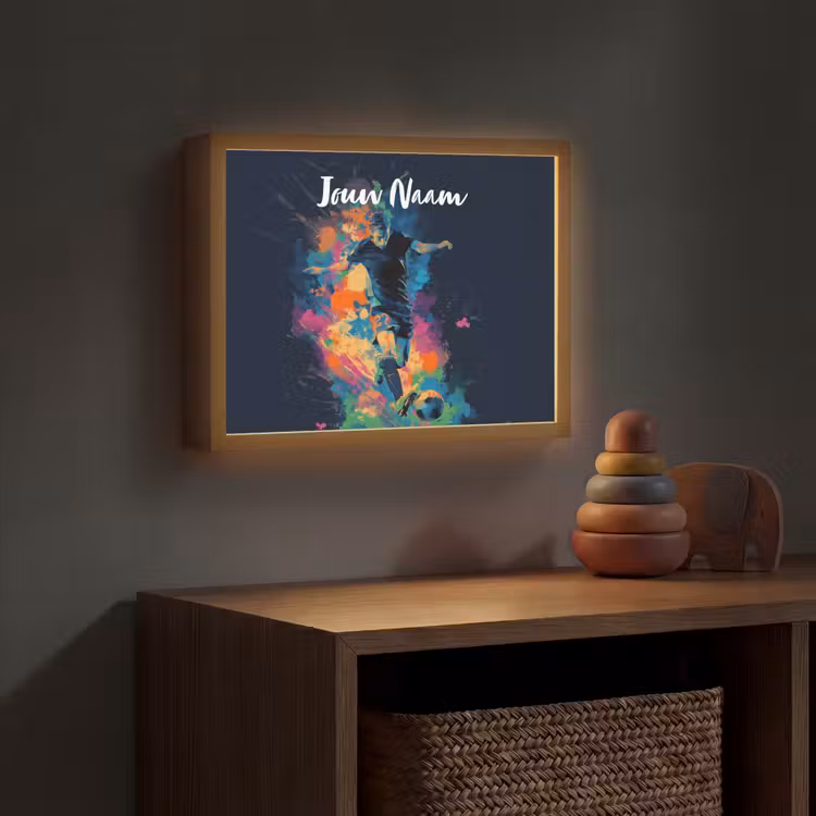 Neon - Voetballer - Kleurrijk Light Box met batterij (Wandlamp kind) middel -sfeer5_kind