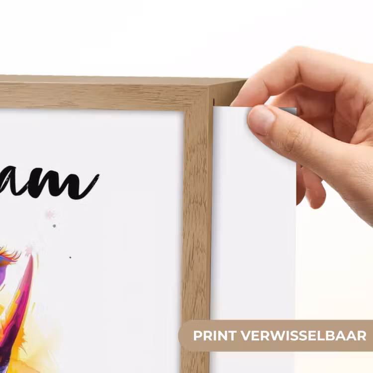 Neushoorn - Kleurrijk - Verf - Dieren Light Box met batterij (Wandlamp kind) middel -USP_websiteprintNL