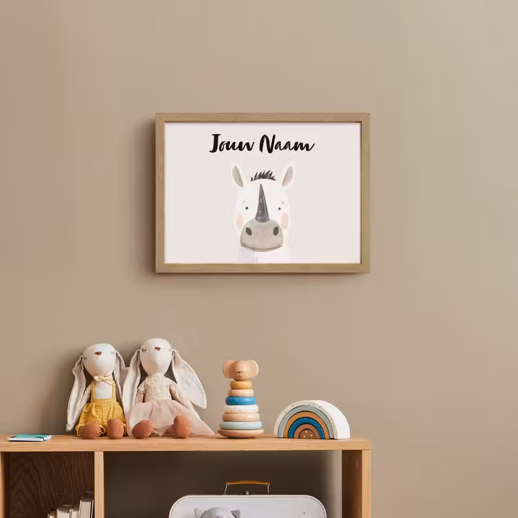 Neushoorn - Wilde dieren - Pastel kleuren Light Box met batterij (Wandlamp kind) middel -sfeer2_kind
