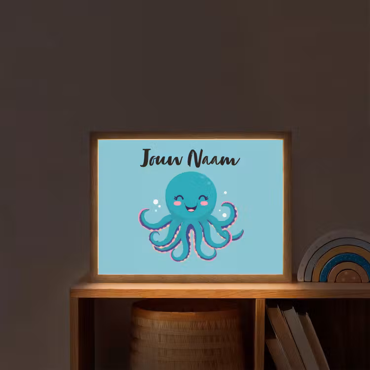 Octopus - Blauw - Gezicht Light Box met batterij (Wandlamp kind) middel -sfeer1_kind
