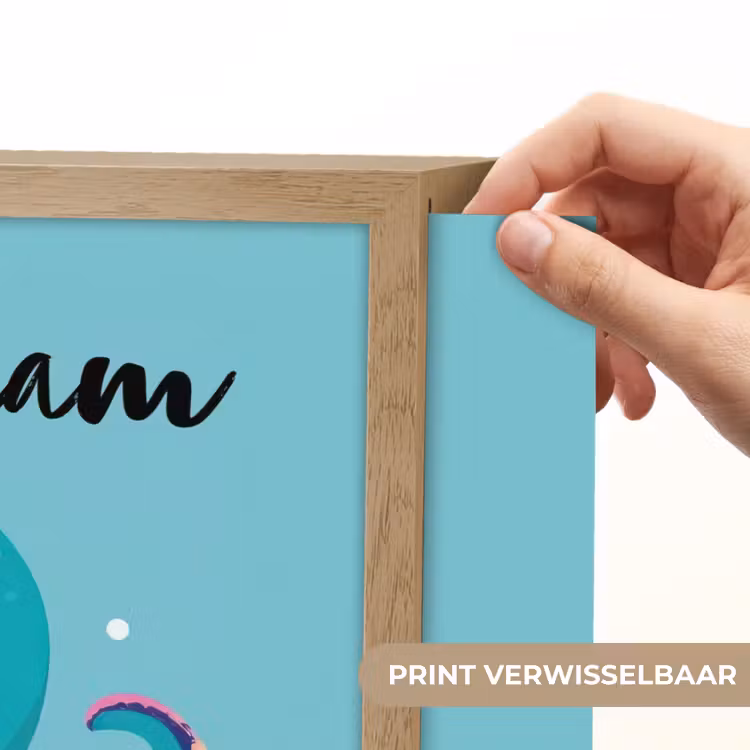 Octopus - Blauw - Gezicht Light Box met batterij (Wandlamp kind) middel -USP_websiteprintNL