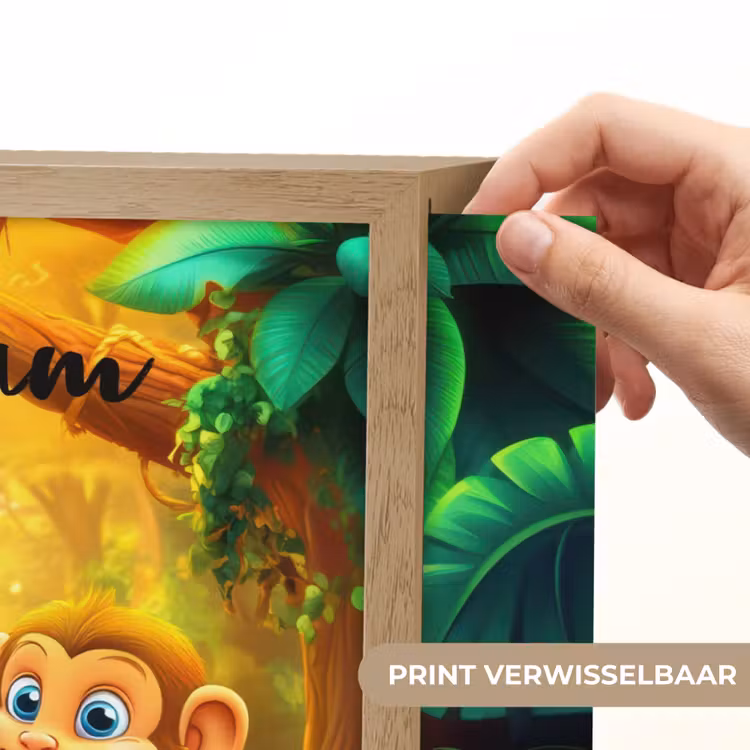 Olifant - Appje - Jungle - Kleurrijk Light Box met batterij (Wandlamp kind) middel -USP_websiteprintNL