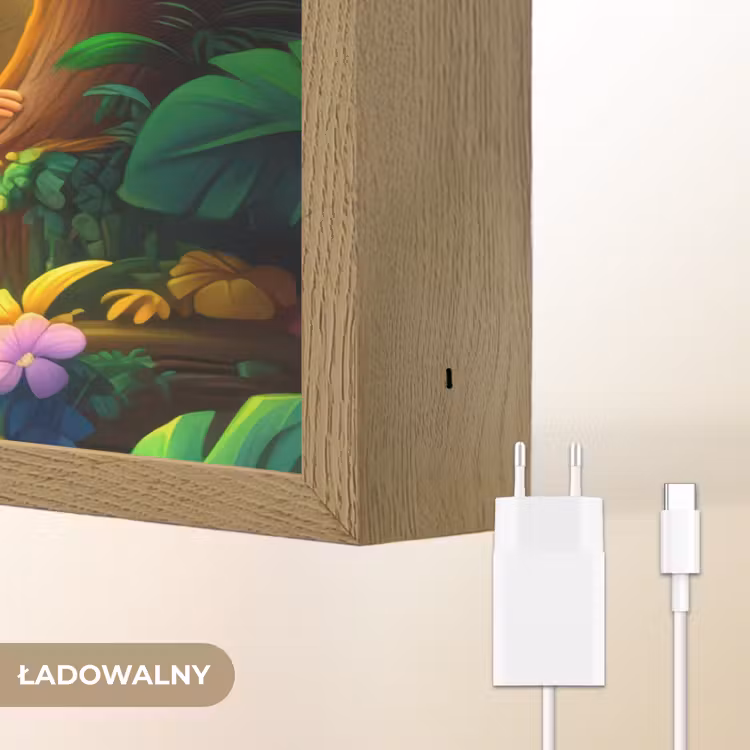 Olifant - Appje - Jungle - Kleurrijk Light Box met batterij (Wandlamp kind) middel -USP_websiteoplaadbaarNL