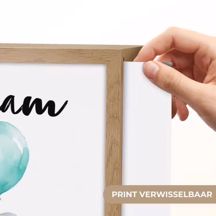Olifant - Baby - Dieren - Blauwe ballon Light Box met batterij (Wandlamp kind) middel -USP_websiteprintNL