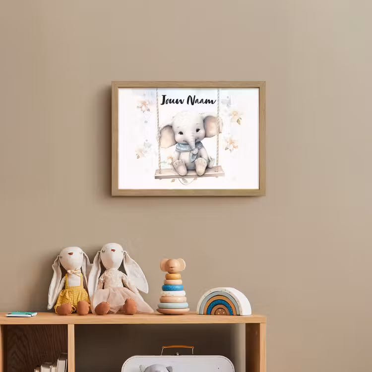 Olifant - Dier - Kinderen Light Box met batterij (Wandlamp kind) middel -sfeer2_kind