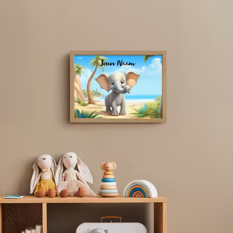 Olifant - Strand - Dieren - Meisjes - Kind Light Box met batterij (Wandlamp kind) middel -sfeer2_kind