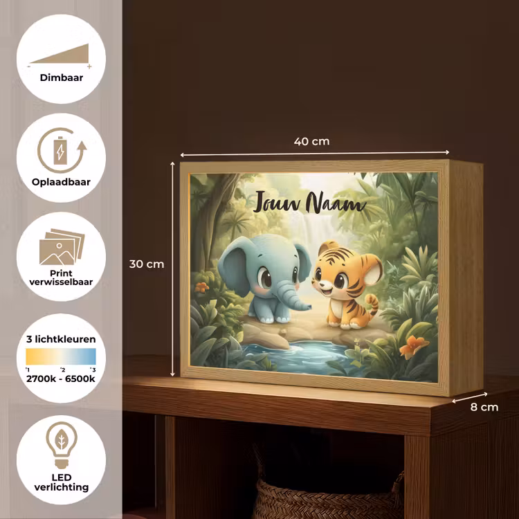 Olifant - Tijger - Bos - Jungle Light Box met batterij (Wandlamp kind) middel -USP_websiteoverzichtNL