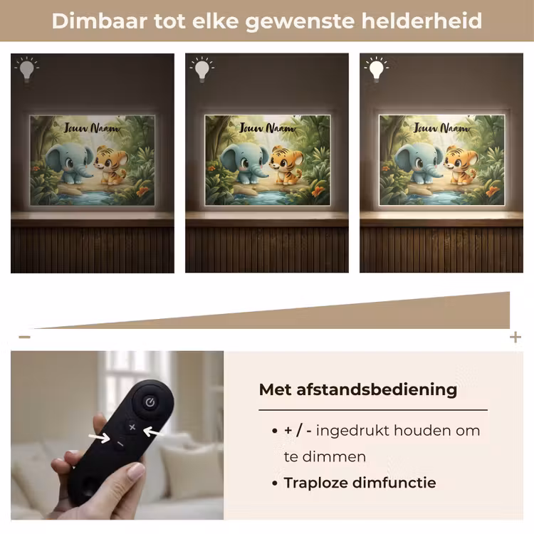 Olifant - Tijger - Bos - Jungle Light Box met batterij (Wandlamp kind) middel -USP_dimbaarNL
