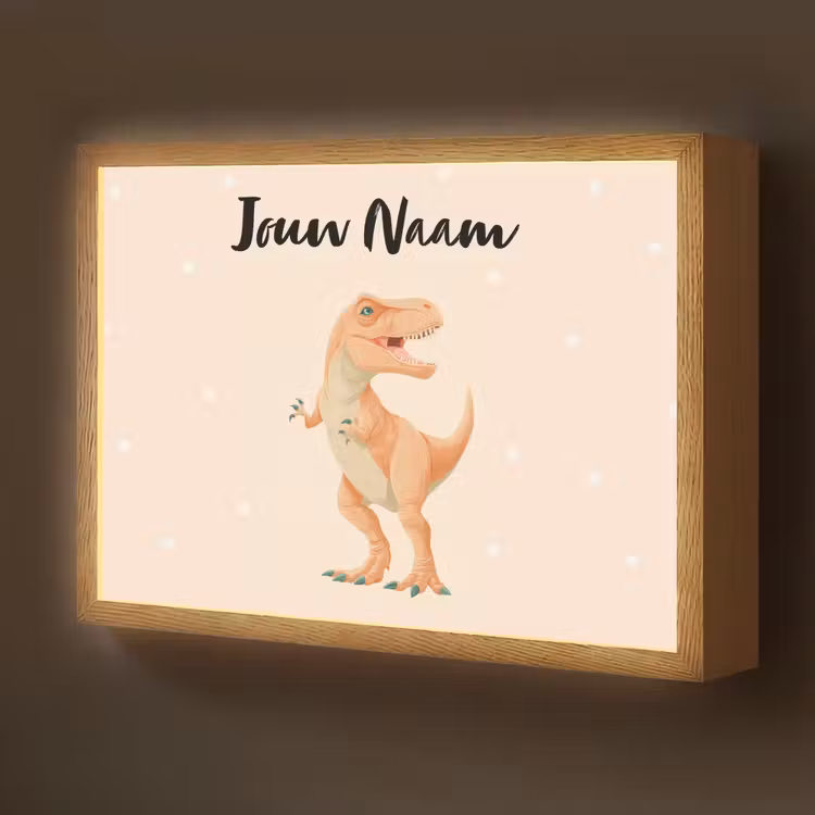 Oranje - Dino - T-Rex  - Stippen Light Box met batterij (Wandlamp kind) middel -z3d_website