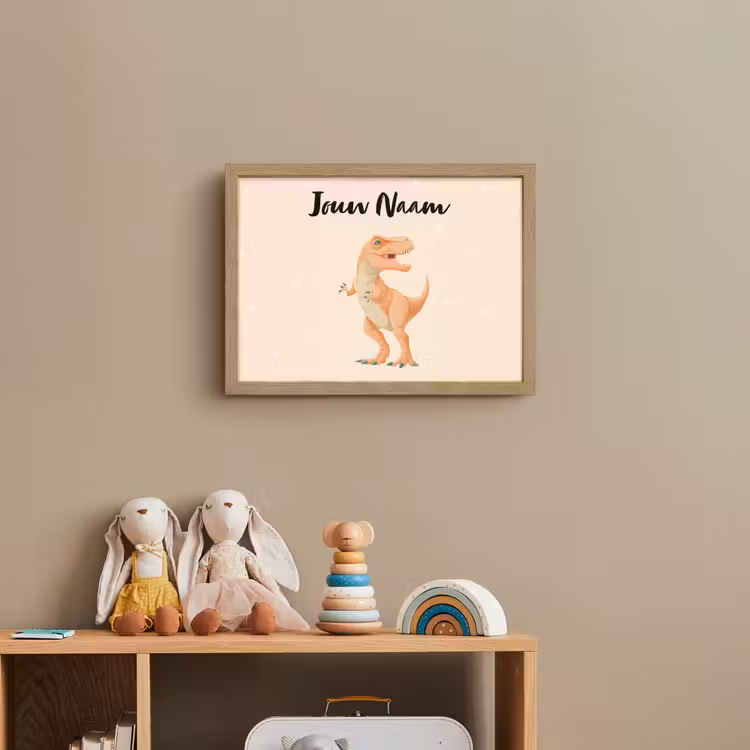 Oranje - Dino - T-Rex  - Stippen Light Box met batterij (Wandlamp kind) middel -sfeer2_kind