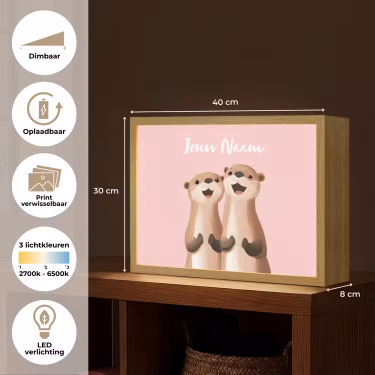 Otters - Glimlach - Bruin Light Box met batterij (Wandlamp kind) middel -USP_websiteoverzichtNL
