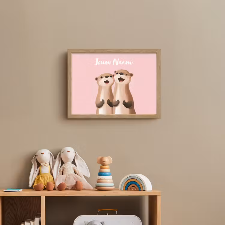 Otters - Glimlach - Bruin Light Box met batterij (Wandlamp kind) middel -sfeer2_kind