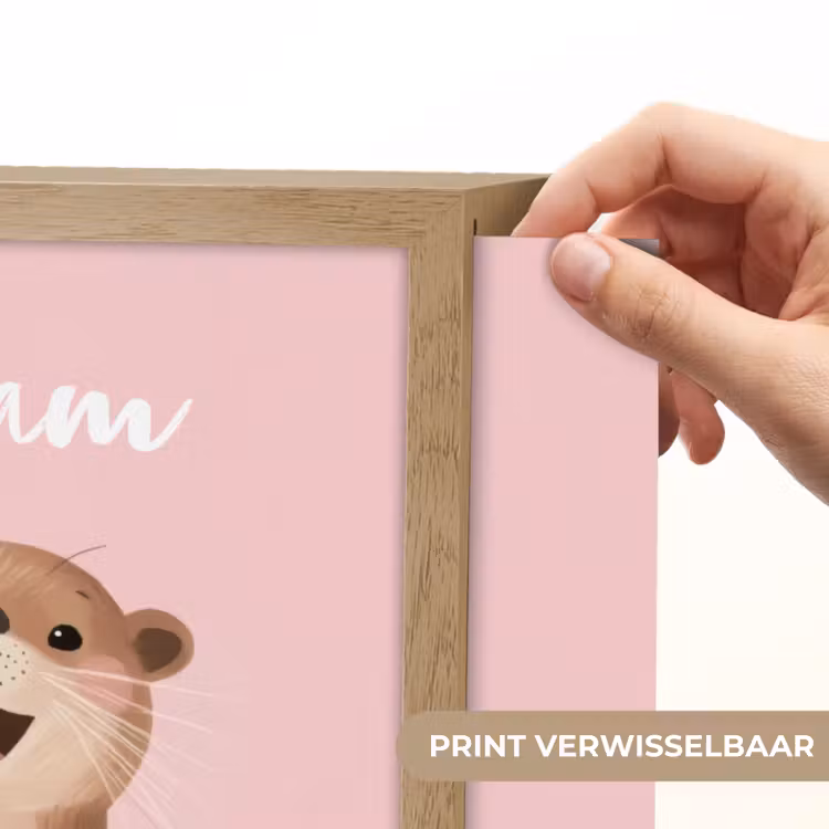 Otters - Glimlach - Bruin Light Box met batterij (Wandlamp kind) middel -USP_websiteprintNL