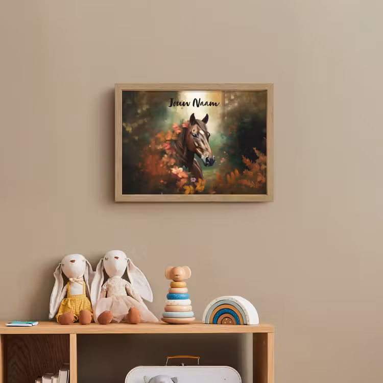 Paard - Bloemen - Natuur - Dieren - Bos - Oranje Light Box met batterij (Wandlamp kind) middel -sfeer2_kind