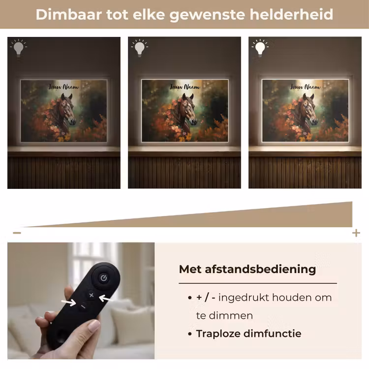 Paard - Bloemen - Natuur - Dieren - Bos - Oranje Light Box met batterij (Wandlamp kind) middel -USP_dimbaarNL