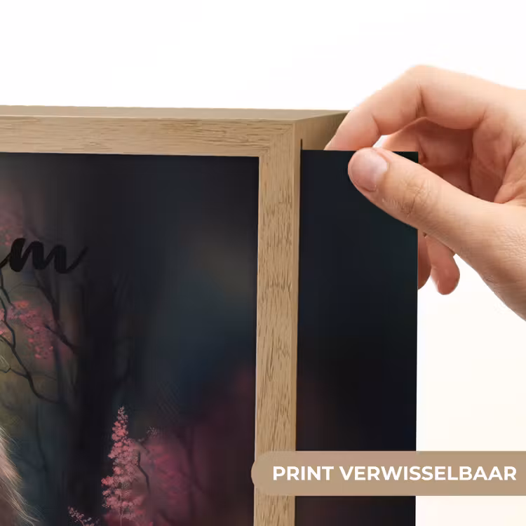 Paard - Bloemen - Roze - Natuur - Bos Light Box met batterij (Wandlamp kind) middel -USP_websiteprintNL