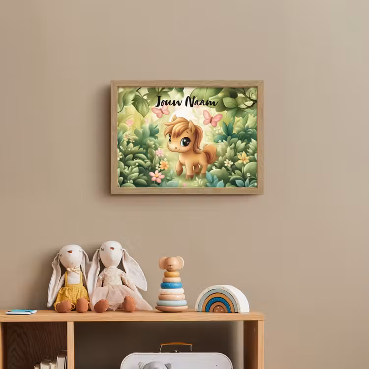 Paard - Bloemen - Vlinders Light Box met batterij (Wandlamp kind) middel -sfeer2_kind