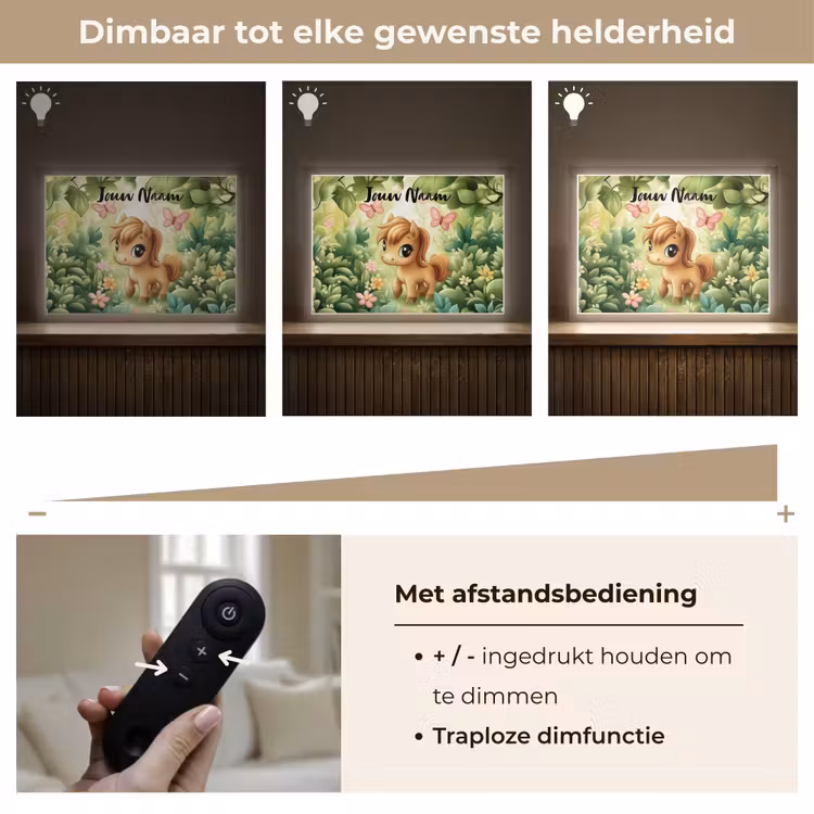 Paard - Bloemen - Vlinders Light Box met batterij (Wandlamp kind) middel -USP_dimbaarNL