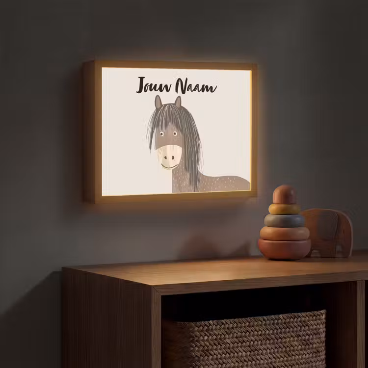 Paard - Dier - Pastel kleuren - Paarden Light Box met batterij (Wandlamp kind) middel -sfeer5_kind