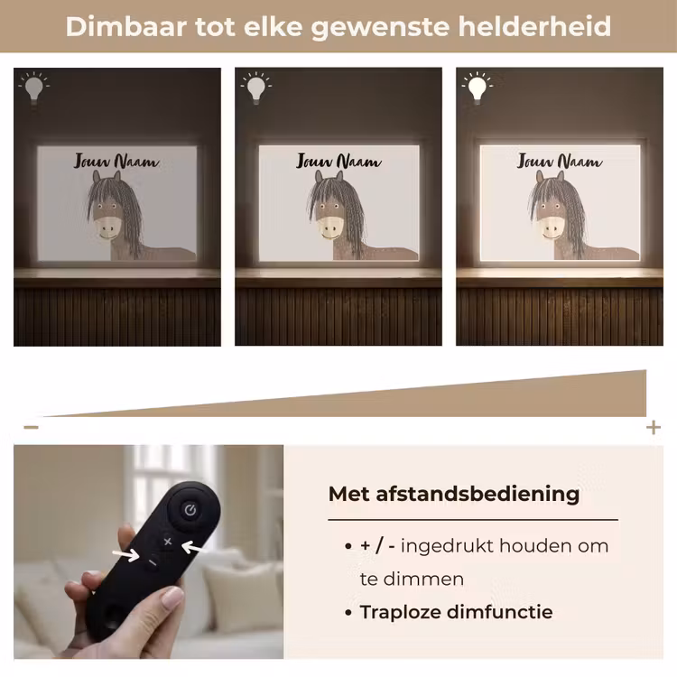 Paard - Dier - Pastel kleuren - Paarden Light Box met batterij (Wandlamp kind) middel -USP_dimbaarNL