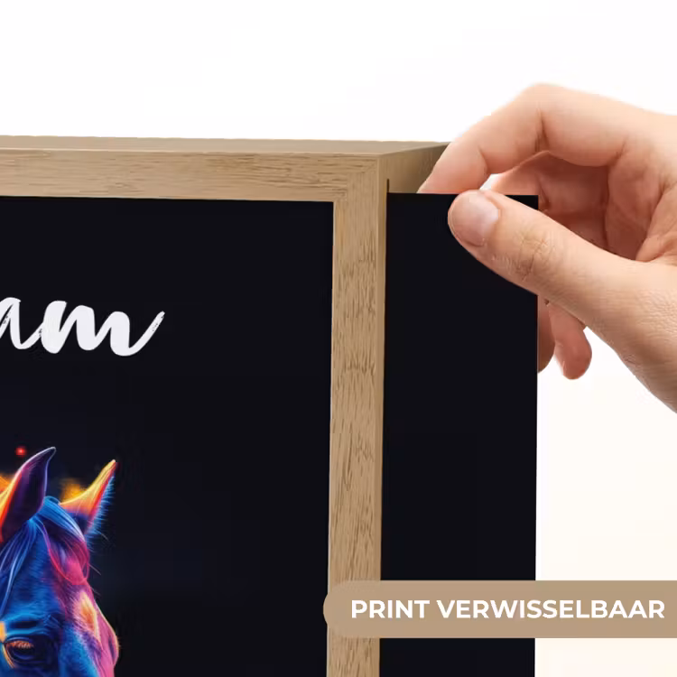Paard - Dier - Rook - Zwart - Kleuren Light Box met batterij (Wandlamp kind) middel -USP_websiteprintNL