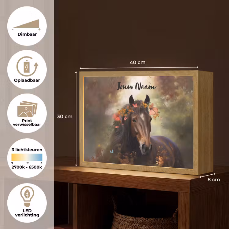 Paard - Dieren - Bloemen - Bos - Vlinder Light Box met batterij (Wandlamp kind) middel -USP_websiteoverzichtNL