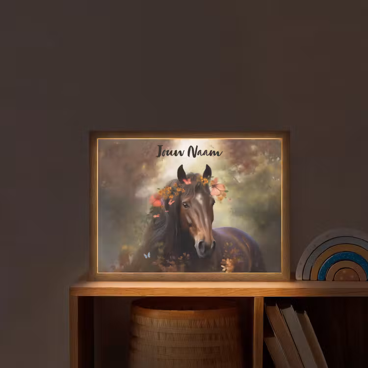 Paard - Dieren - Bloemen - Bos - Vlinder Light Box met batterij (Wandlamp kind) middel -sfeer1_kind