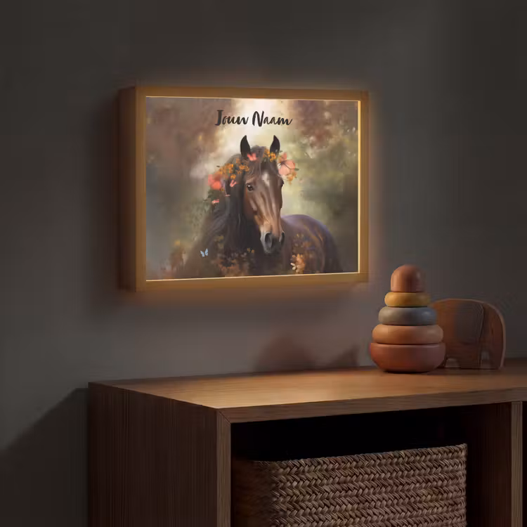 Paard - Dieren - Bloemen - Bos - Vlinder Light Box met batterij (Wandlamp kind) middel -sfeer5_kind