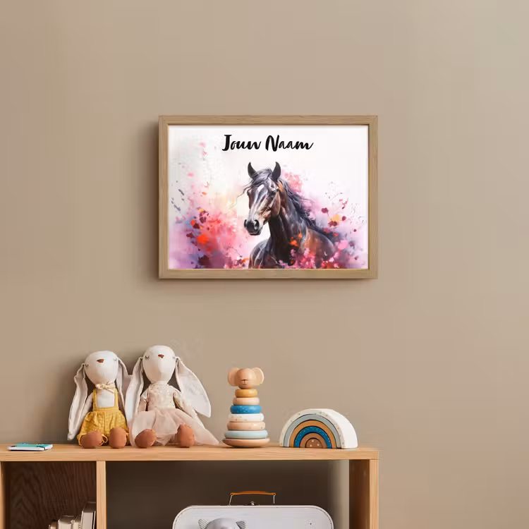Paard - Dieren - Meisje - Roze Light Box met batterij (Wandlamp kind) middel -sfeer2_kind