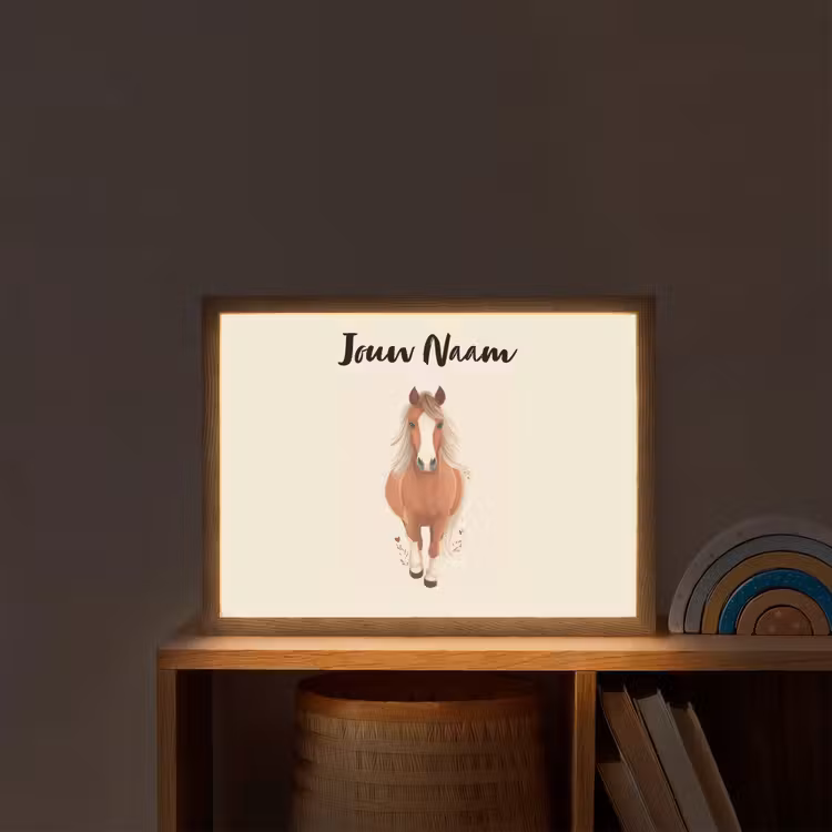 Paard - Galop - Bruin Light Box met batterij (Wandlamp kind) middel -sfeer1_kind
