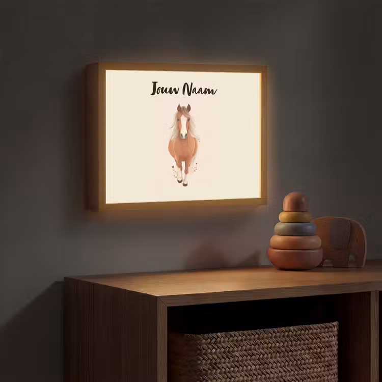 Paard - Galop - Bruin Light Box met batterij (Wandlamp kind) middel -sfeer5_kind