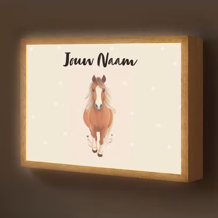 Paard - Galop - Bruin - Stippen Light Box met batterij (Wandlamp kind) middel -z3d_website