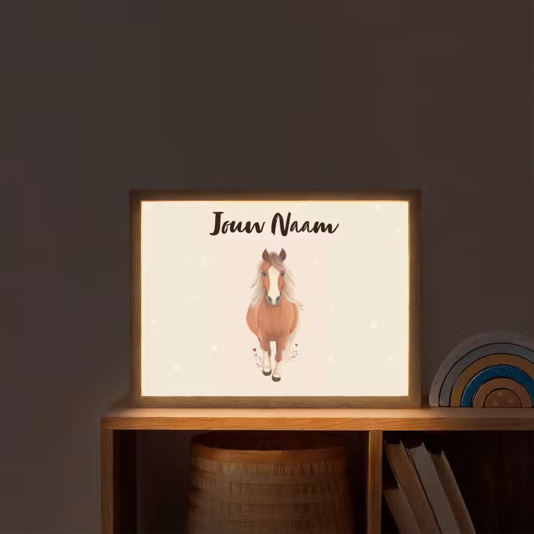 Paard - Galop - Bruin - Stippen Light Box met batterij (Wandlamp kind) middel -sfeer1_kind